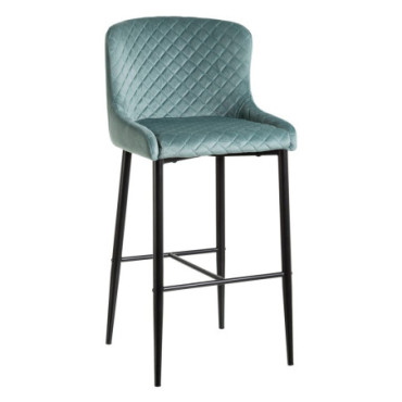 Tabouret Bleu Tissu - Métal Salon 55x50x106cm