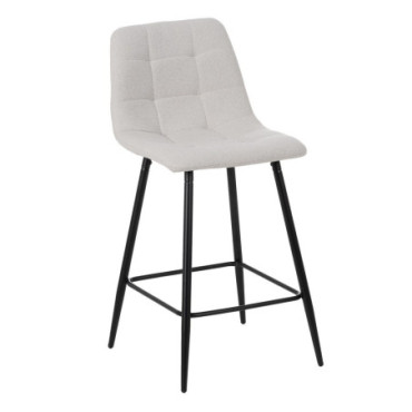 Tabouret Crème Tissu - Métal Salon 45x55x92cm