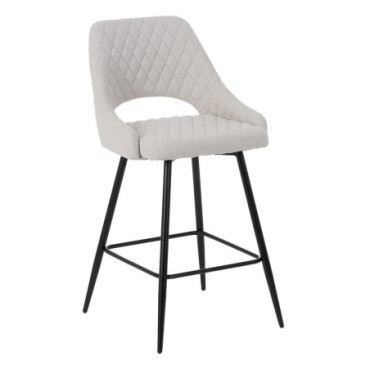 Tabouret Crème Tissu - Métal Salon 50x55x95cm