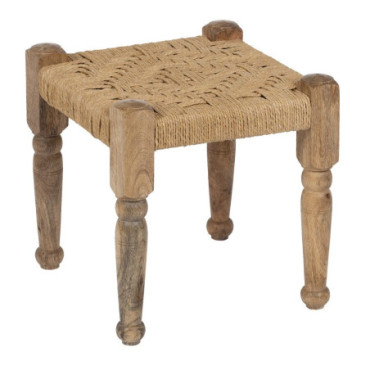 Tabouret Fibre Naturelle/ Bois Salon 40x40x40cm