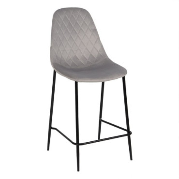 Tabouret Gris Tissu - Metal Salon 48x56x104cm