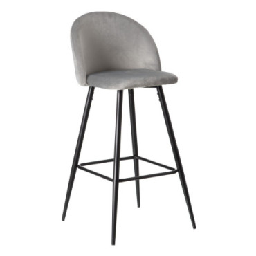 Tabouret Haut Gris Tissu - Métal Salon 40,20x48,20x102cm