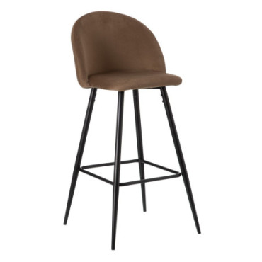 Tabouret Haut Marron Tissu - Métal Salon 40,20x48,20x102 C