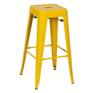 Tabouret Jaune Métal Dallas Industriel 43,50x43,50x76,50