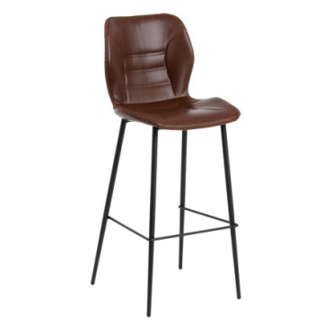 Tabouret Marron Pu/Mètal Salon 44x49,50x98,50cm