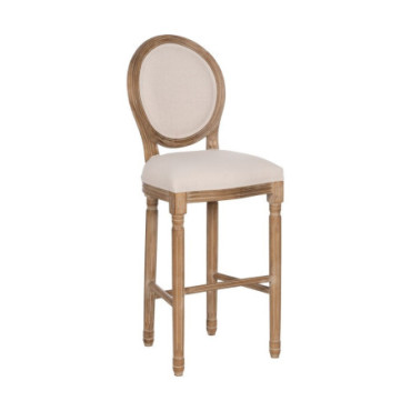 Tabouret Naturel - Blanc Tissu - Bois Salon 45x55x116cm