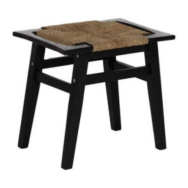 Tabouret Naturel - Noir Teka Bois 49x35x45cm