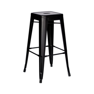 Tabouret Noir Métal Dallas Industriel 42x42x61,20cm