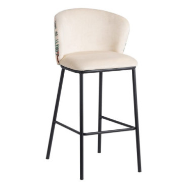 Tabouret Paon Beige Tissu - Métal Salon 53x54x98cm