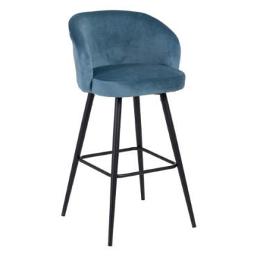 Tabouret Velours Bleu Glace 55x50x101cm