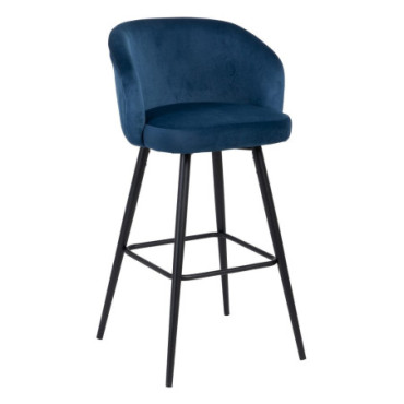 Tabouret Velours Bleu Métal / Tissu 55x50x101cm