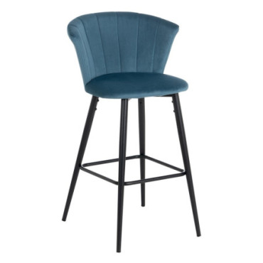 Tabouret Velours Bleu Tissu - Métal 56x52x98cm