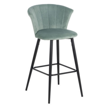 Tabouret Velours Vert Ment Tissu - Métal 56x52x98cm