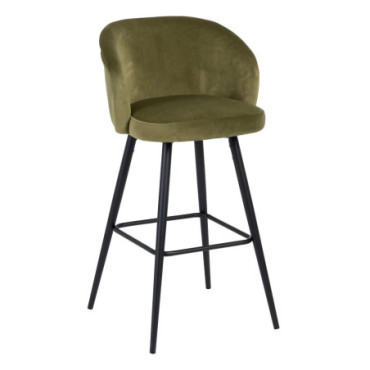 Tabouret Velours Vert Métal / Tissu 55x50x101cm