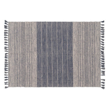 Tapis Bleu - Blanc Polyester - Coton 160x230cm