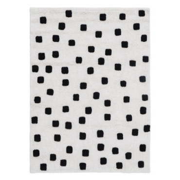 Tapis Carol Blanc - Noire Coton Suivre 135x100cm