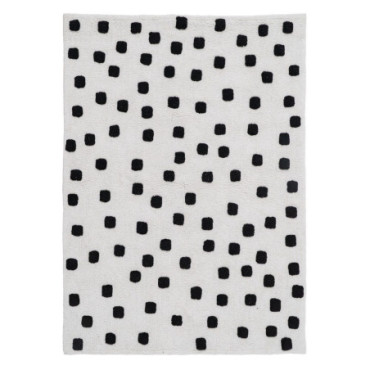 Tapis Carol Blanc - Noire Coton Suivre 160x120cm