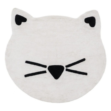 Tapis Chat Blanc - Noire Coton Suivre 150cm