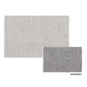 Tapis Gris - Blanc Polyester - Coton 120x180cm