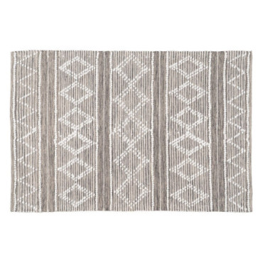 Tapis Gris - Blanc Polyester - Coton 160x230cm