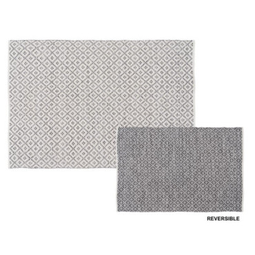 Tapis Gris - Blanc Polyester - Coton 160x230cm