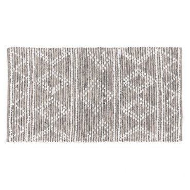 Tapis Gris - Blanc Polyester - Coton 80x150cm