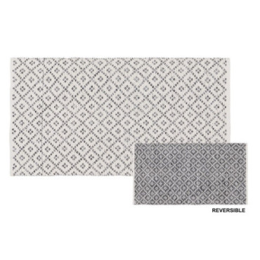 Tapis Gris - Blanc Polyester - Coton 80x150cm