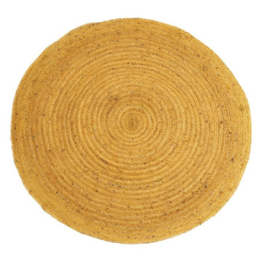 Tapis Jaune Jute Décoration 120x120cm