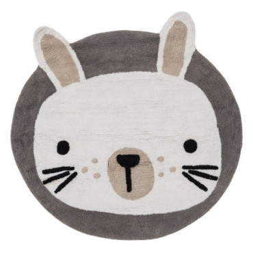 Tapis Lapin Gris Coton Suivre Chambre 100cm