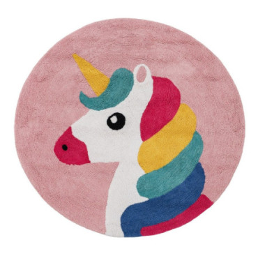 Tapis Licorne Rose Coton Suivre Chambre 100cm