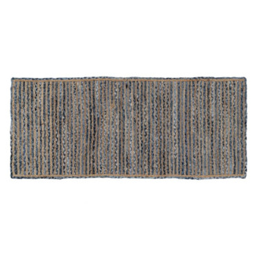 Tapis Naturel- Bleu Jute - Coton Décoration 170x70cm