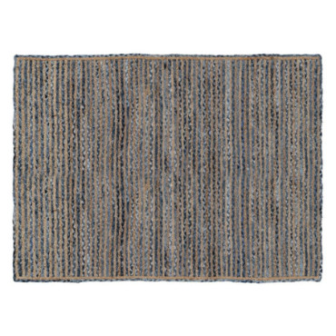 Tapis Naturel- Bleu Jute - Coton Décoration 290x200cm