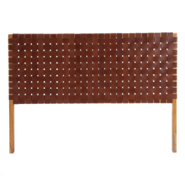 Tête De Lit Marron Bois De Teck - Cuir 160x5x120cm