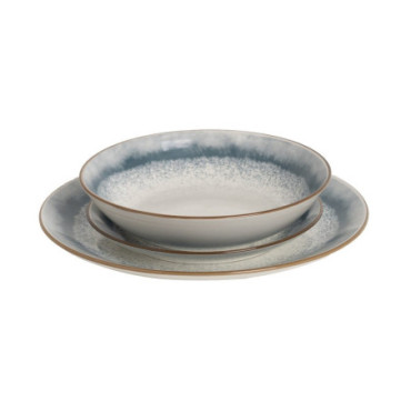 Vaisselle 18 Pièces Bleu Porcelaine 1cm