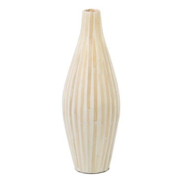 Vase Beige Bambou Décoration 18x18x52cm