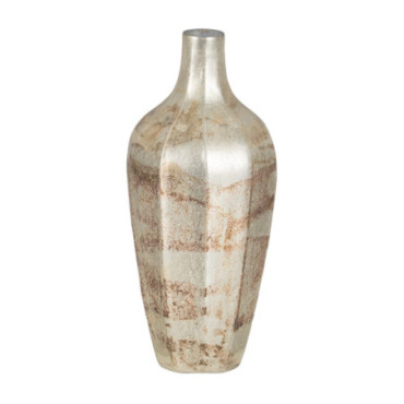 Vase Blanc Rouille Verre. 11x11x25cm