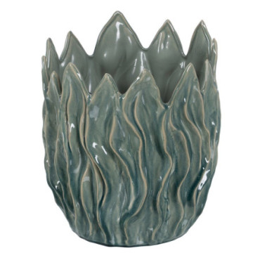 Vase Bleu Céramique Décoration 34x33x36cm