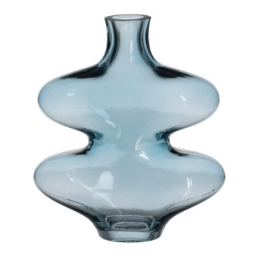 Vase Bleu Verre. Décoration 18x7,50x21,50cm