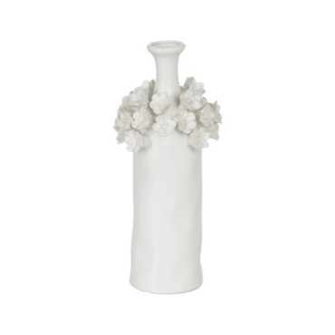 Vase Fleurs Blanc Céramique 14x14x36cm