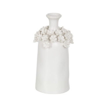 Vase Fleurs Blanc Céramique 15x15x31cm