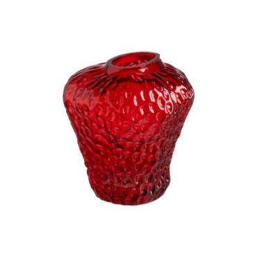 Vase Fraise Rouge Verre. Décoration 16x16x17cm