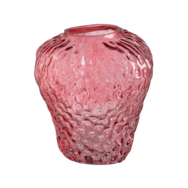 Vase Fraise Rouge Verre. Décoration 20x20x21cm