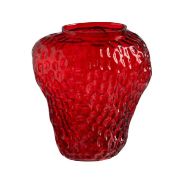 Vase Fraise Rouge Verre. Décoration 23x19x25cm