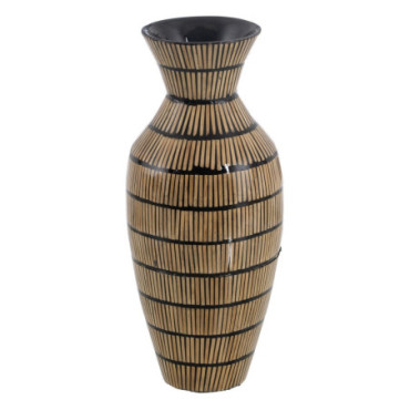 Vase Naturel - Noir Bambou Décoration 22x22x52cm