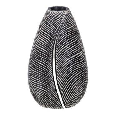 Vase Noir - Blanc résine Décoration 19x19x30cm