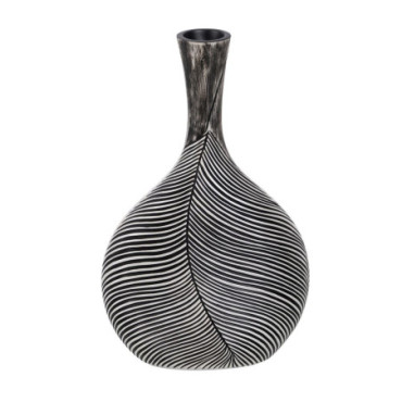 Vase Noir - Blanc résine Décoration 27x12x43cm