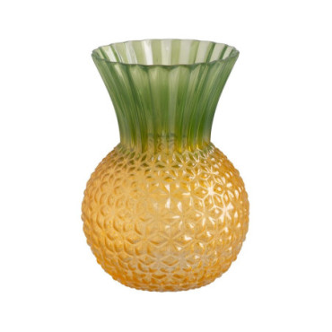 Vase Pomme De Pin Vert - Jaune Verre. 20x20x27,50cm