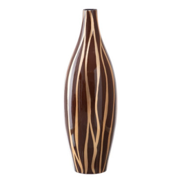 Vase Zébre Marron - Or Céramique 20x20x58,50cm