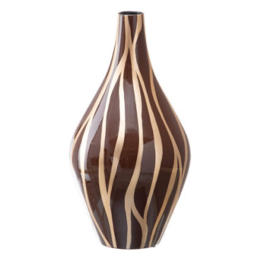 Vase Zébre Marron - Or Céramique 23x23x43cm