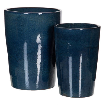 Vases Bleu Céramique Décoration 37x37x49cm Set de 2